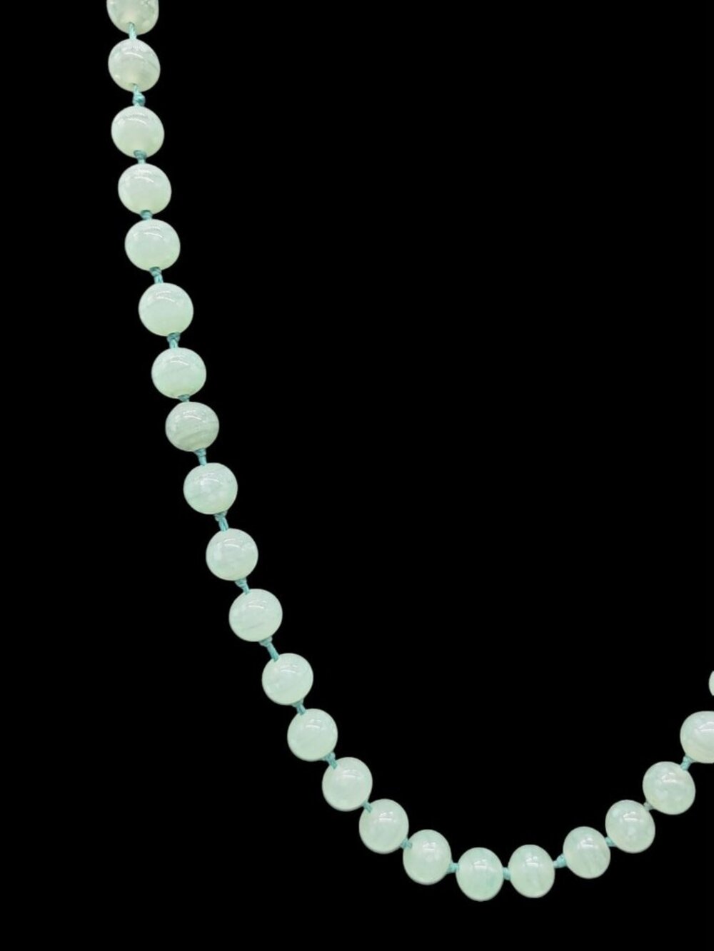 Vintage Les Bernard Signed Jade Bead Necklace Hand Knotted Barrel Clasp 34" - Picture 8 of 12